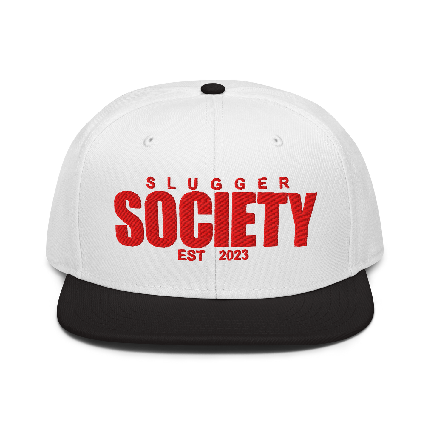 Slugger Society EST White & Black Red Thread Snapback