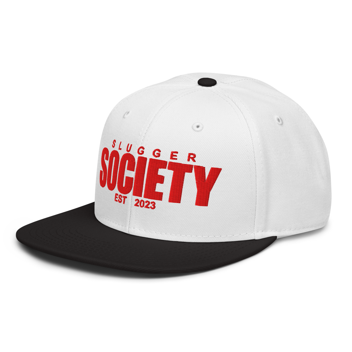 Slugger Society EST White & Black Red Thread Snapback