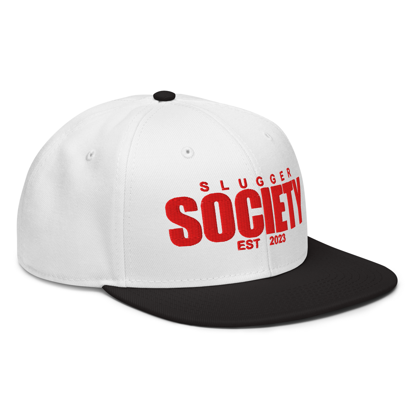 Slugger Society EST White & Black Red Thread Snapback